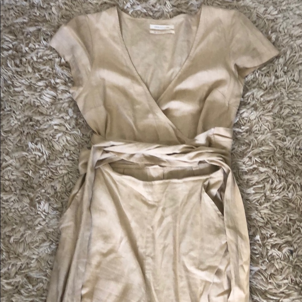 Urban Outfitters UO Keira Taupe Linen jumpsuit M S